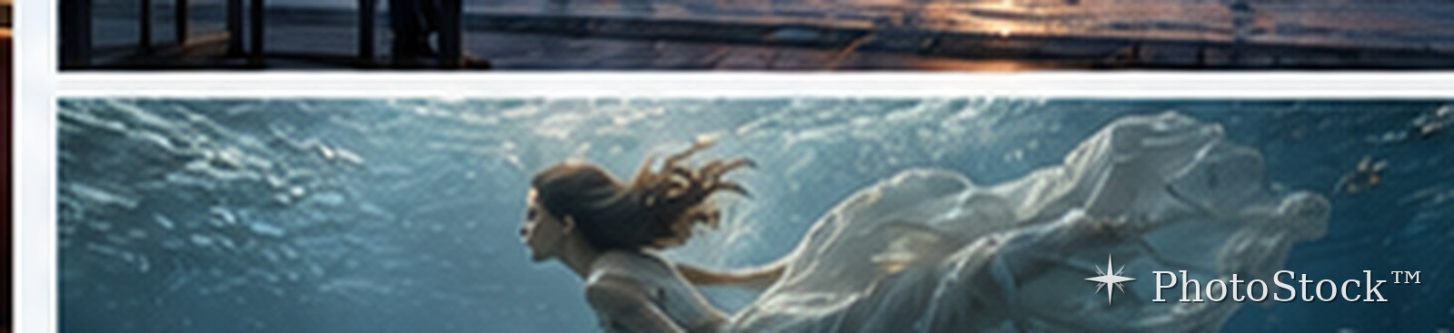 Woman drifting underwater in a flowing dress